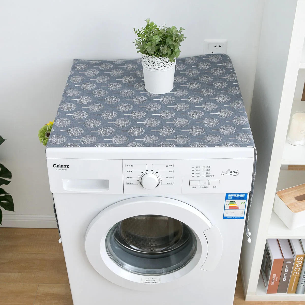 Description Picture 5 of itemGeometric Rhombus Dust Covers Washing Machine Covers Refrigerator Dust Protector with Pocket Cotton Dust Covers Home Cleaning