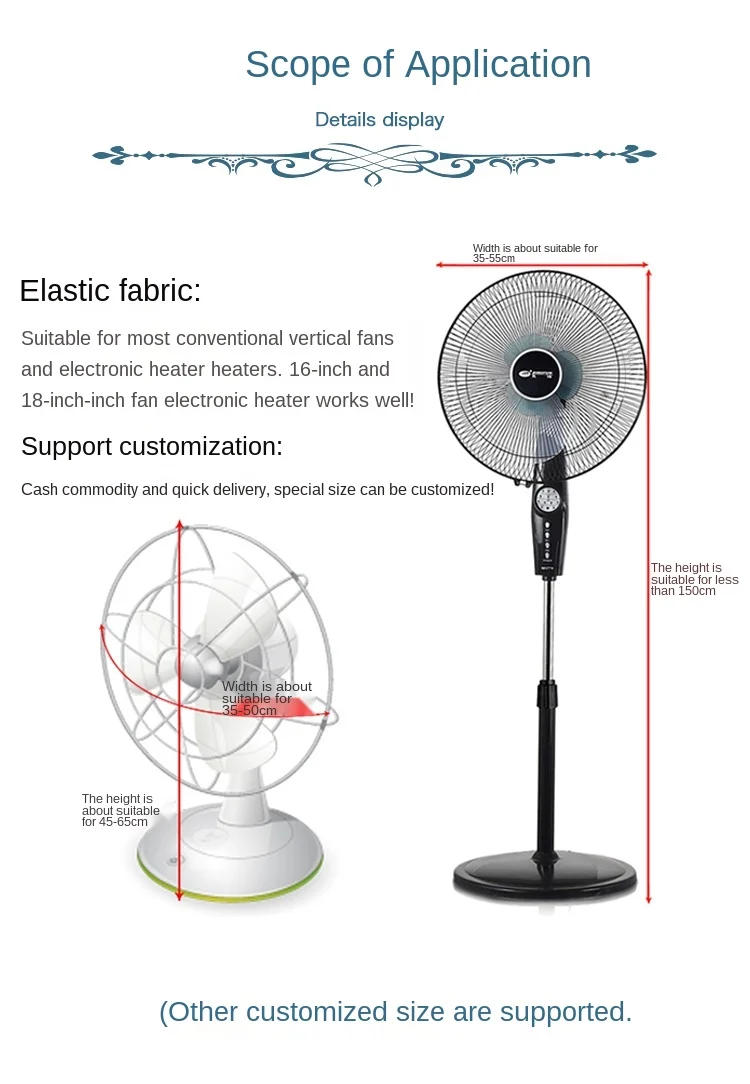Description Picture 4 of itemElastic All-inclusive Floor Fan Cover Household Hanging Ironing Machine Dust Cover Elastic Fabric Electric Fan Cover Universal