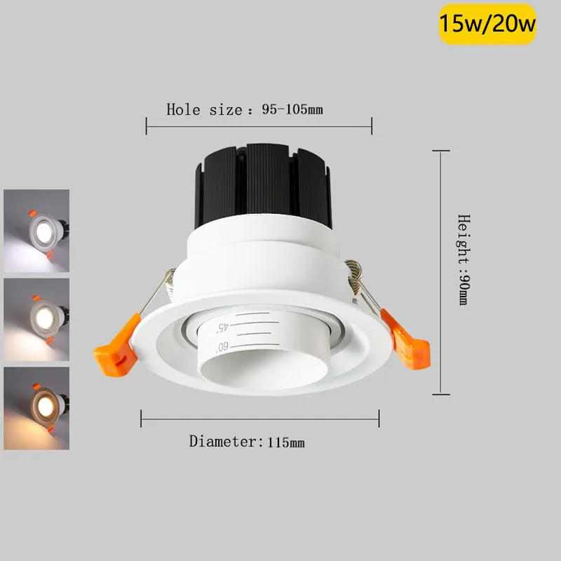 Description Picture 4 of itemDimmable Embedded Zoom Recessed downlights 15-60 Degrees COB 7W 12W 15W 20W Spot Light Background Wall LED Indoor Lighting