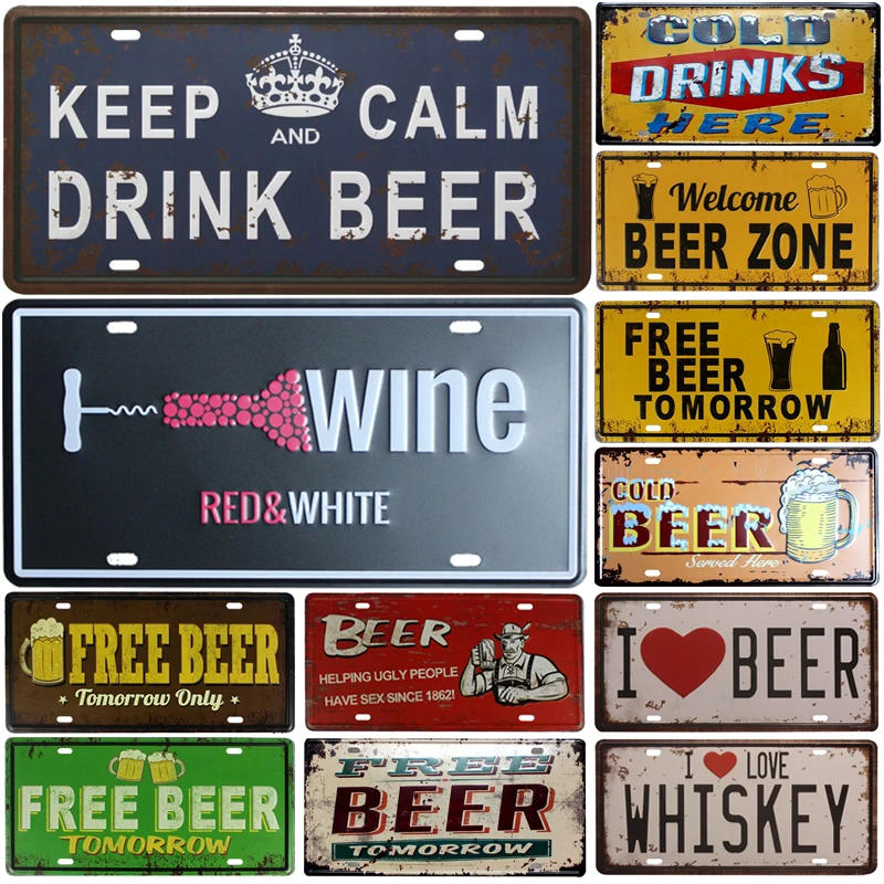 Description Picture 2 of itemWelcome Beer Zone Cold Beer Signs Front Door Bar Pub Cafe Wall Decor Retro Metal Tin Sign Crafts Decor Car Plate License Plaques