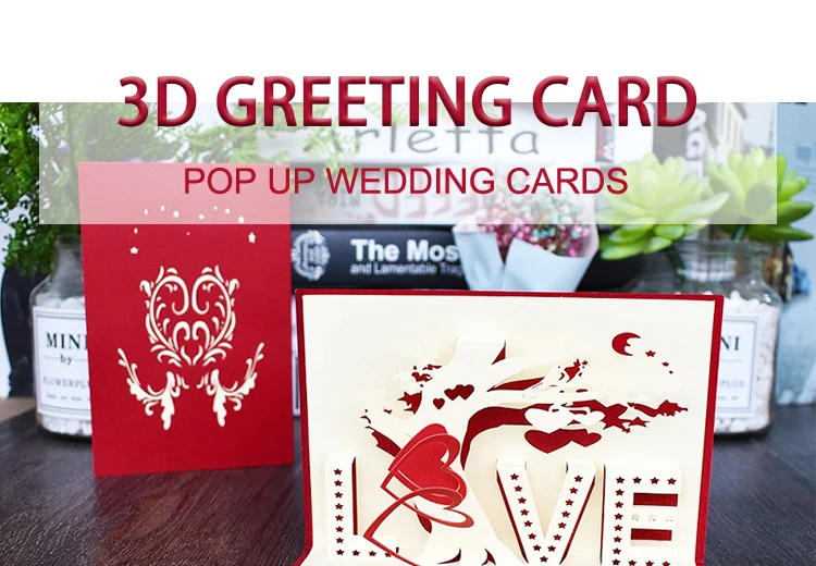 Description Picture 6 of item3D Pop UP Love Card for Wife and Girlfriend Gift for Valentine's Day Anniversary Wedding Invitation Greeting Thank You Cards