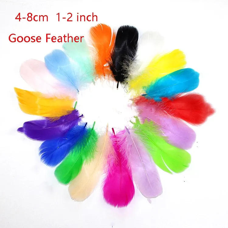 Description Picture 4 of item100pcs Natural Goose Feather 4-8cm Colorful Goose Down Feather Child Gift DIY Handmade Festival Stage Wedding Dress Decoration