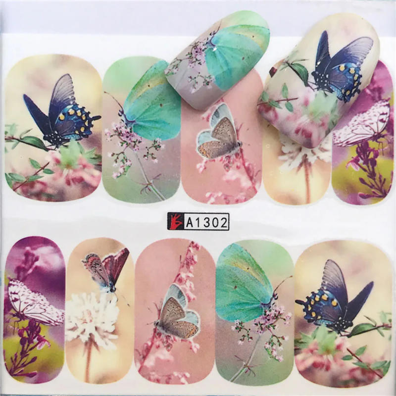 Description Picture 6 of itemNails Stickers Maple Leaf Seahorse Watermark Nail Sticker Pattern Transfer Nails Series Nail Decals Flowers Butterflies Color