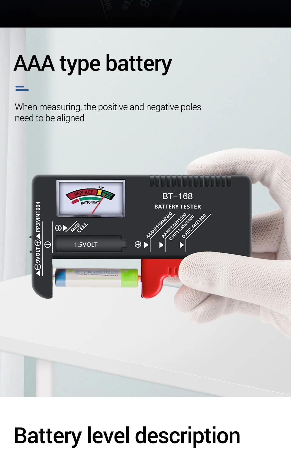 Description Picture 6 of itemANENG BT-168 Digital Battery Testers Lithium Battery Capacity Tester Display Checkered Analyzer Display AAA AA Button Cell