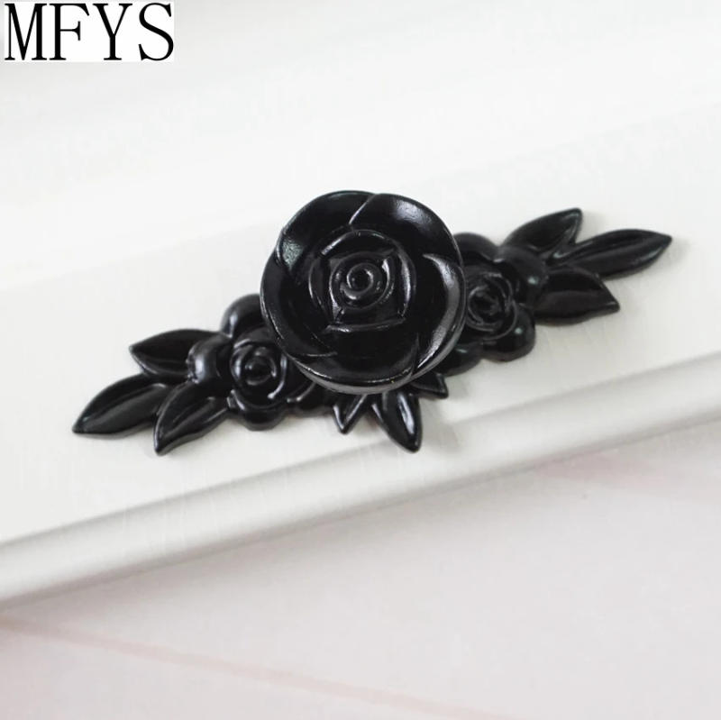Description Picture 6 of itemBlack Rose Knobs Rustic Dresser Drawer Knobs Pulls Handles / Shabby Chic Kitchen Cabinet Door Knobs Flower Back Plate Plates