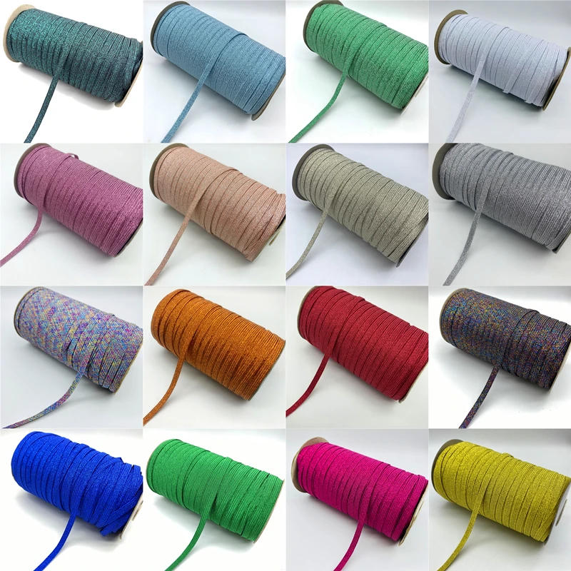 Description Picture 2 of item5yards 6mm Glitter Elastic Ribbon Sewing Elastic Band Fiat Rubber Band For Waist Band Stretch Rope Elastic Ribbon