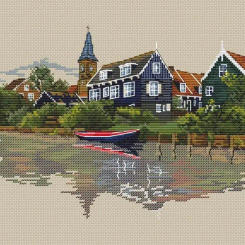 Needlework Cross stitch Handmade 14CT Counted Canvas DIY,Cross-stitch kits,Embroidery Flower Pier rural landscape