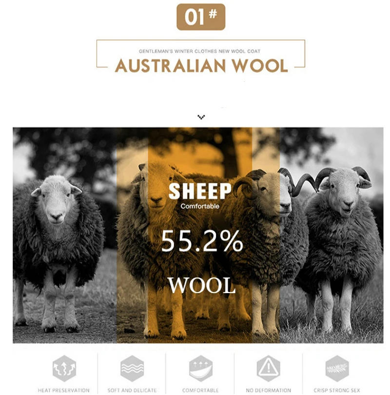 Description Picture 4 of itemMen Black Suit High Quality Winter Woolen Suit Blazer Casual Wool Suit Jacket Oversize Overcoat Male Button Up Top Windbreaker