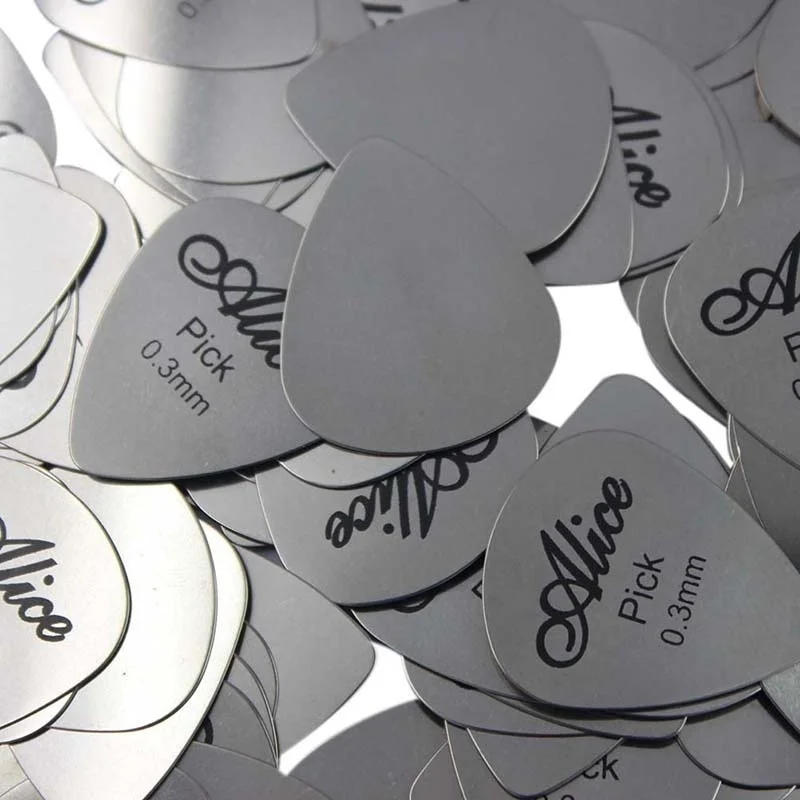 Description Picture 5 of item5Pcs10Pcs Metal Guitar Pick 0.3mm Thin Durable Silver Color Professional Bass Ukelele Guitar Picks Guitar Amplifier Bass Guitar