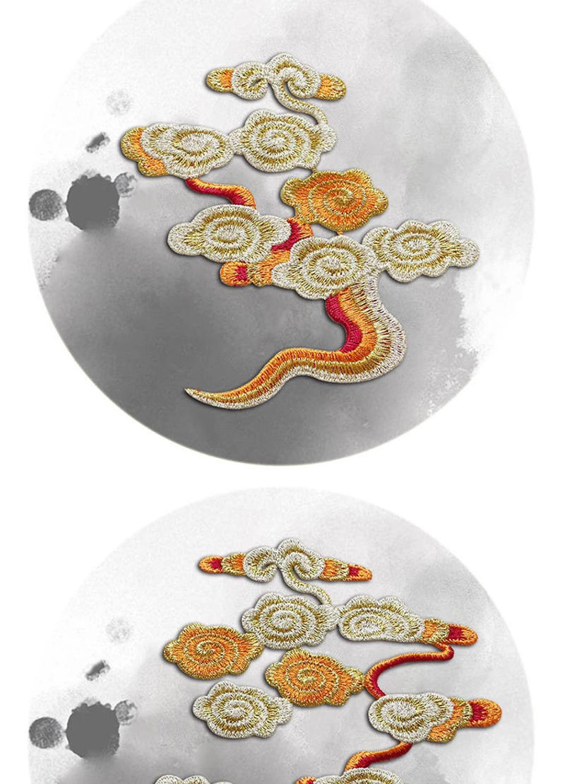 Description Picture 5 of itemChinese Retro Sew-on Patches for Clothing Colorful Auspicious Clouds Pattern Embroidery Sewing Sticker Applique Clothes Decor