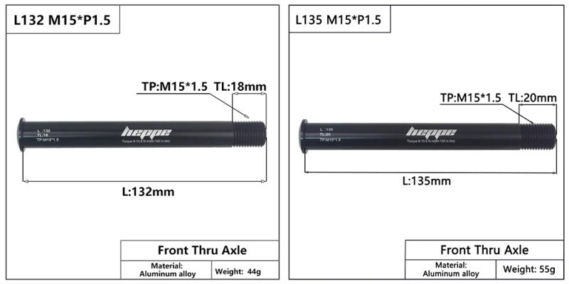 Description Picture 5 of itemHEPPE Bicycle Thru Axle 15x100/110 Front Fork Shaft Skewers Fat Bike Thru axle 15x142/148 M12xP1.5 MTB Bike Quick Release