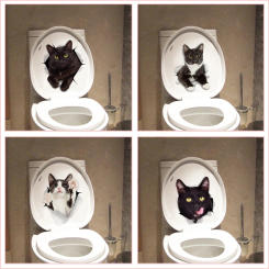 Vivid 3d Hole Funny Cat Dog Toilet Stickers Diy Wc Washroom Home Decoration Cute Kitten Puppy Pet Animals Wall Art Decals