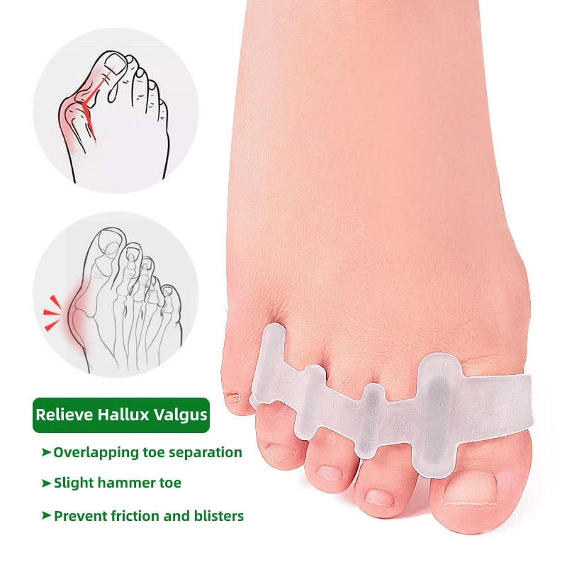 Description Picture 2 of item2pieces=1pair Thumb Toe Separators Silicone Hammer Toe Protector Hallux Valgus Bunions Foot Care Straightener Corrector Pedicure