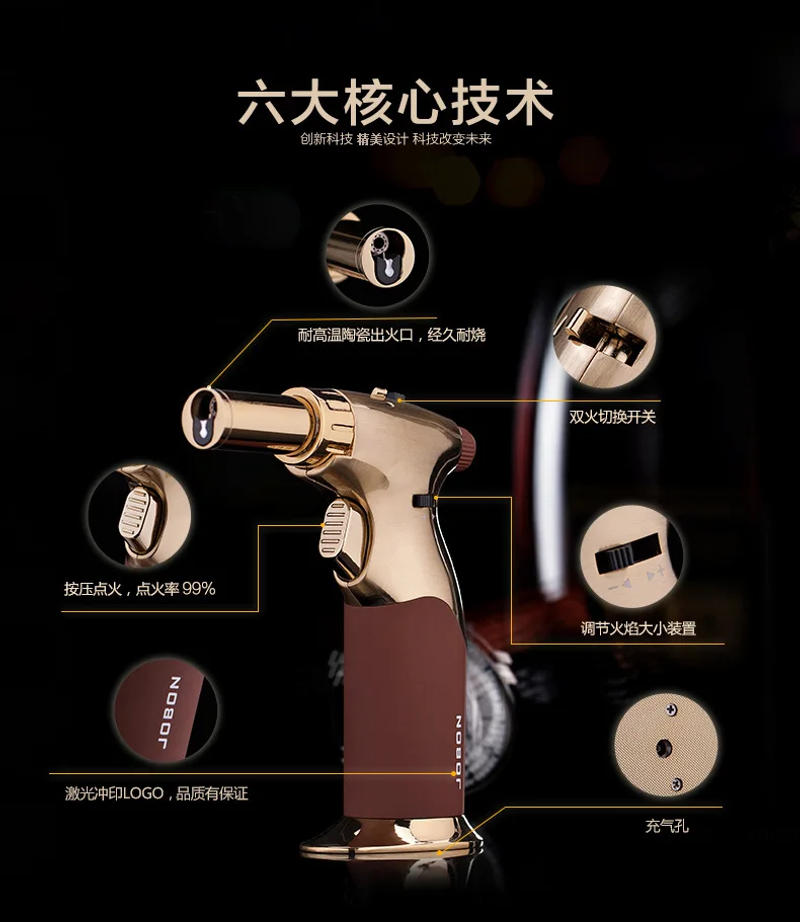 Description Picture 5 of itemJOBON High Temperature Jet Torch Flame Welding Torch Barbecue Kitchen Camping Cigarette Lighter Windproof Cigarette Lighter