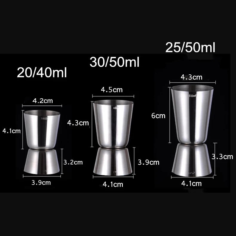 Description Picture 4 of itemStainless Steel Cocktail Measuring Jigger Double Jigger Measure Shot Drink Spirit Measure Cup Bar Accessories  Bar Tools