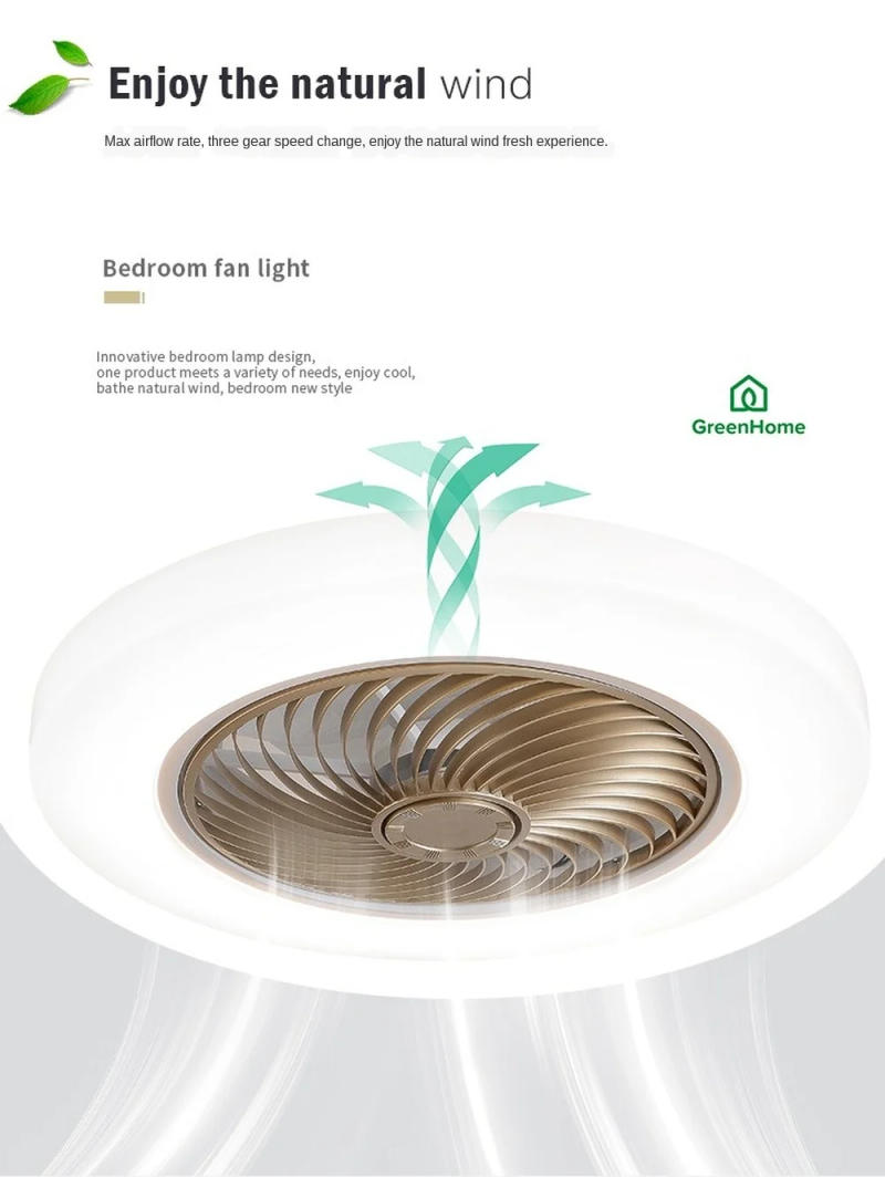 Description Picture 6 of itemSmart Ceiling Fan Fans With Lights Remote Control Bedroom Decor Ventilator Lamp 52cm Air Invisible Blades Retractable Silent