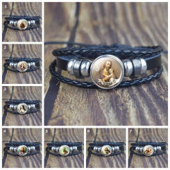 Christian Leather Bracelet St Joseph St Michael Religious Jewelry Men Women Bracelet Accessories Christian Church Souvenirs