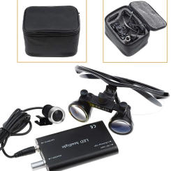 Surgical Magnifiers  3.5X DentaL Medical Binoculars with Headlight Lamp (Black)