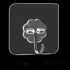 10PCS Transparent Stainless Steel Strong Self Adhesive Hooks Key Storage Hanger for Kitchen Bathroom Door Wall Multi-Function