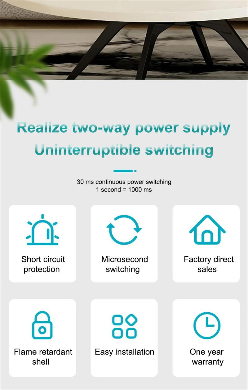 Description Picture 3 of itemSingle-phase 220V 100A 125A ATS Automatic Converter 2P Uninterruptible Dual Power Supply Automatic Transfer Switch For Solar