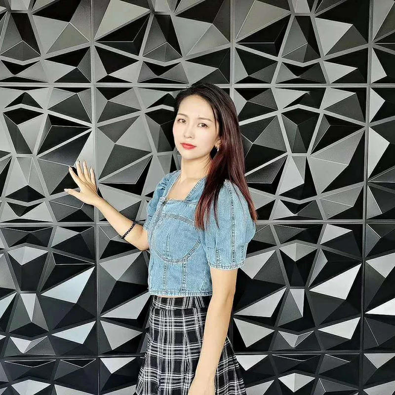 Description Picture 5 of item12 Pcs Super 3D Art Wall Panel PVC Waterproof renovation 3D wall sticker Tile Decor Diamond Design DIY Home Decor11.81''x11.81''