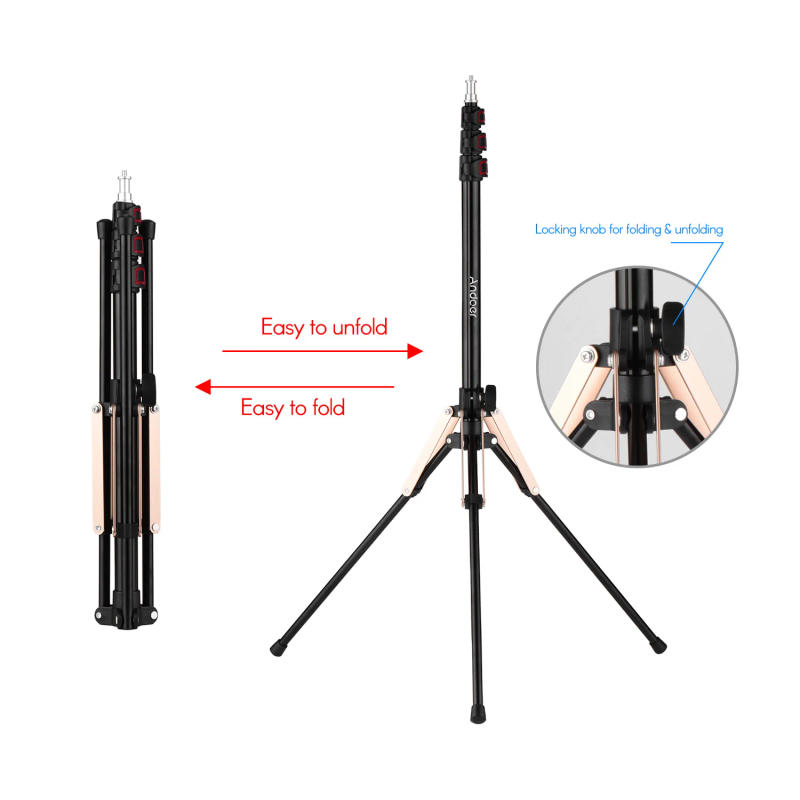 Description Picture 5 of itemAndoer 190cm Portable Tripod Photography Light Stand Reverse Folding Leg Stand 3-Section Flip Locks for Light Softbox Flash
