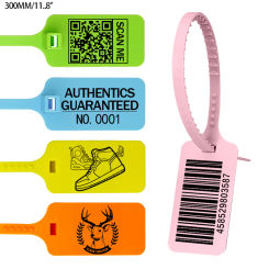 100Pcs Custom DIY Clothing Hang Tag Off Garment White Labels Security Seal Brand Tags Zip Ties for Clothes Shoes Bag 11.8 "