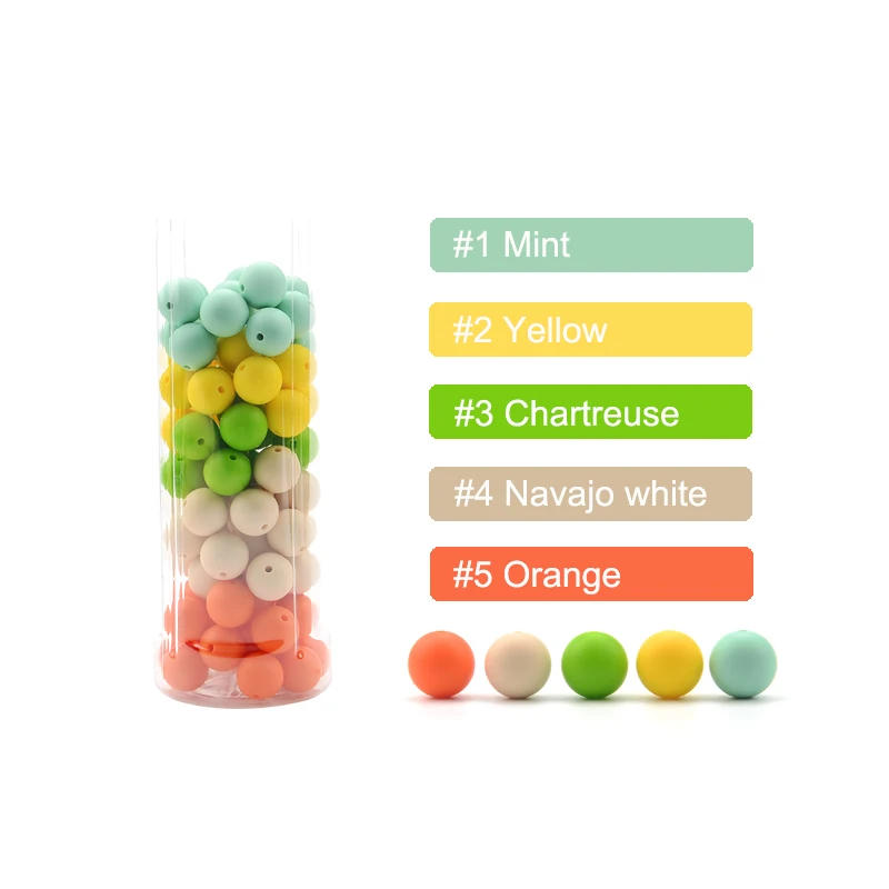 Description Picture 3 of itemLOFCA 15mm 20pcs/Lot Silicone Beads Loose Baby Fashion Teething Beads Baby Teether Safe Food Grade Nursing Chewing Diy Toy