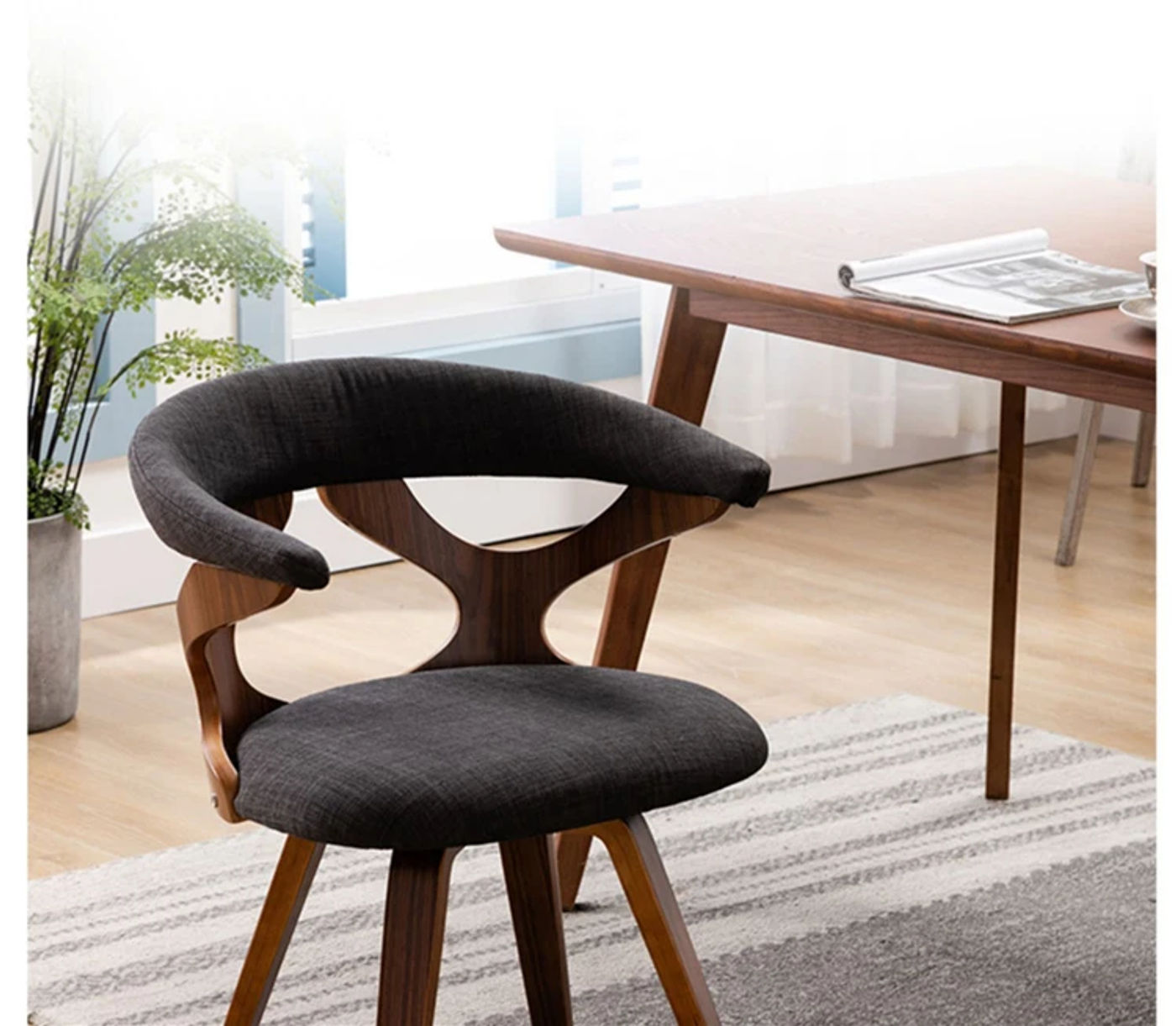 Description Picture 4 of itemOriental Dining Chair Kitchen Furniture Rotatable Study Computer Chair Minimalist Modern Solid Wood Dining Chairs Home Armchair