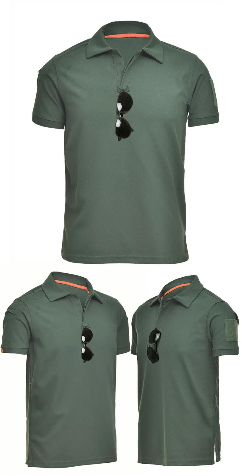 Description Picture 6 of itemTactical T-shirt Combat T Shirt Quick Dry Tees Men's Outdoor Hunting Camping Hiking O-Neck Lapel Short Sleeve