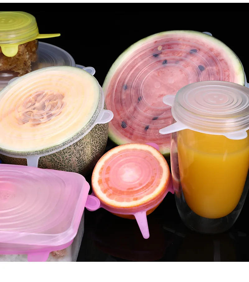 Description Picture 6 of item6pcs Food Silicone Cover Cap Universal Silicone Lids Cookware Bowl Reusable Stretch Lids Pot Lids Kitchen Accessories