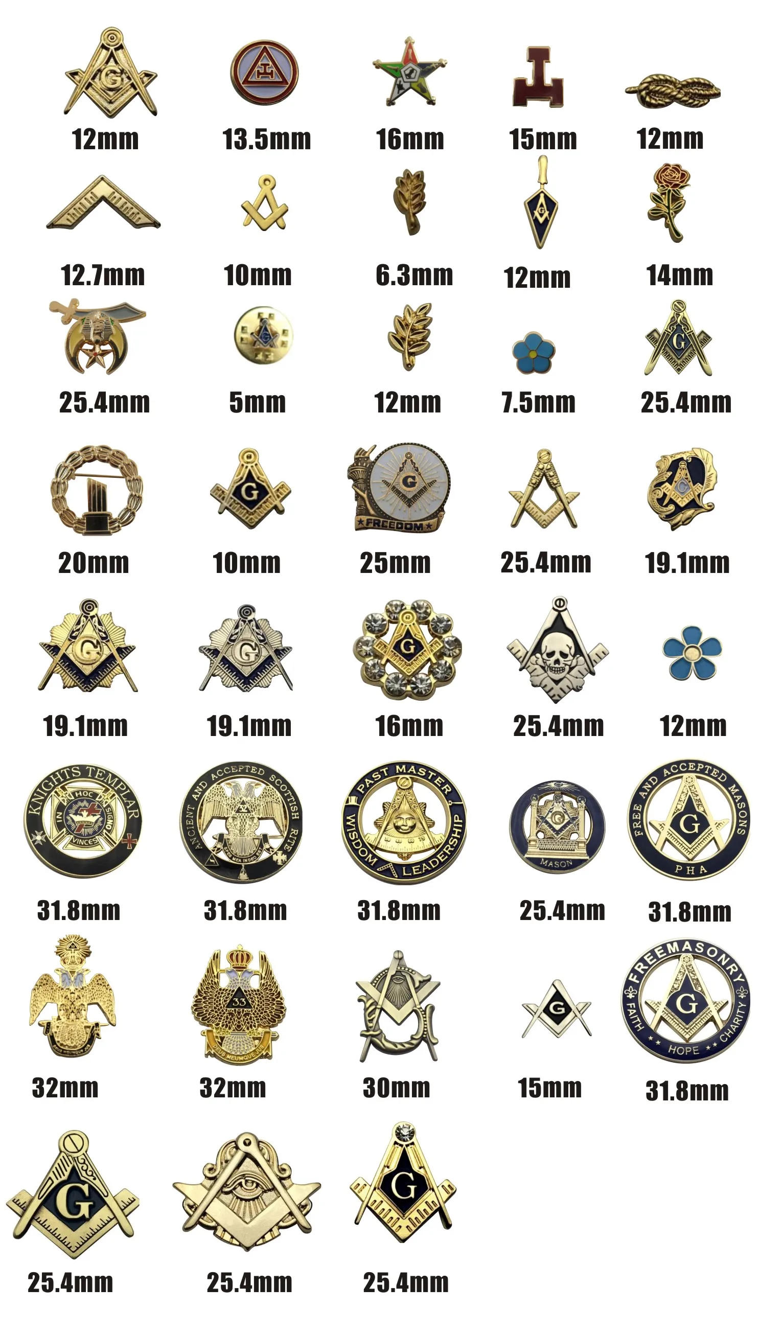 Description Picture 5 of itemMulti Masonic Lapel Pins Free and Accepted Mason Blue Lodge Compass and Sqaure Brooch Gifts Badges With Butterfly Clutch