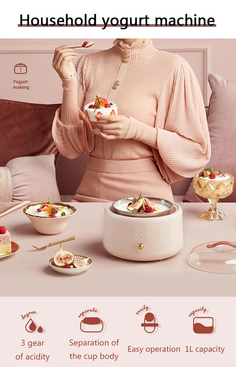 Description Picture 2 of itemDMWD Household DIY Yogurt Machine Natto Rice Wine Maker Stainless Steel Liner Automatic Fermentation 3 gears Acidity 220V