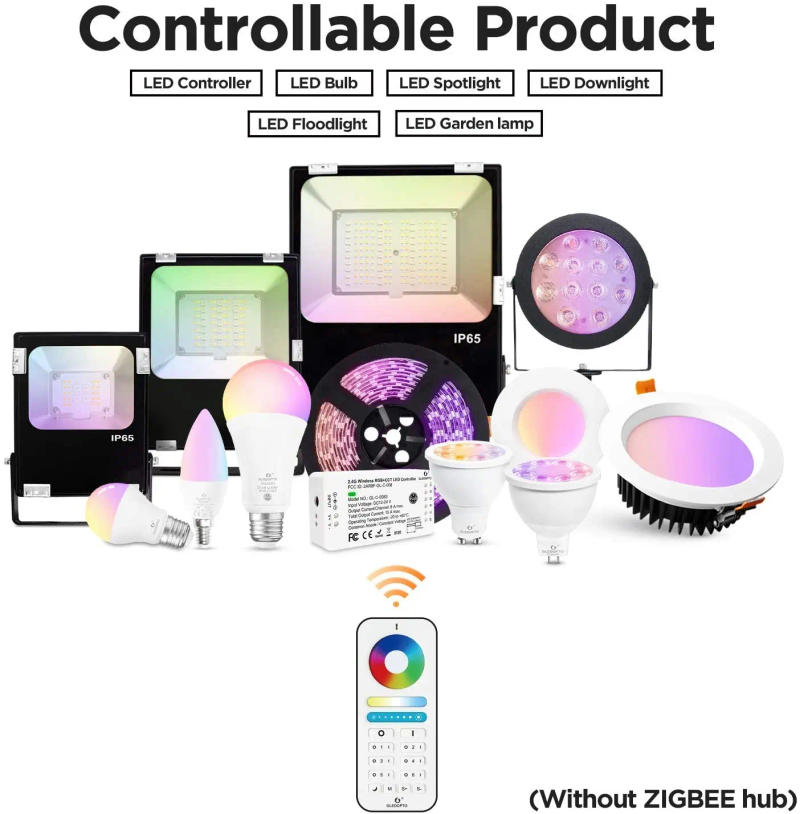 Description Picture 4 of itemGLEDOPTO Smart Home RGBCCT 2.4G RF Remote Control   9 Modes Changing Light Controller Compatible LED Bulb Spotlight 6 Zone RF