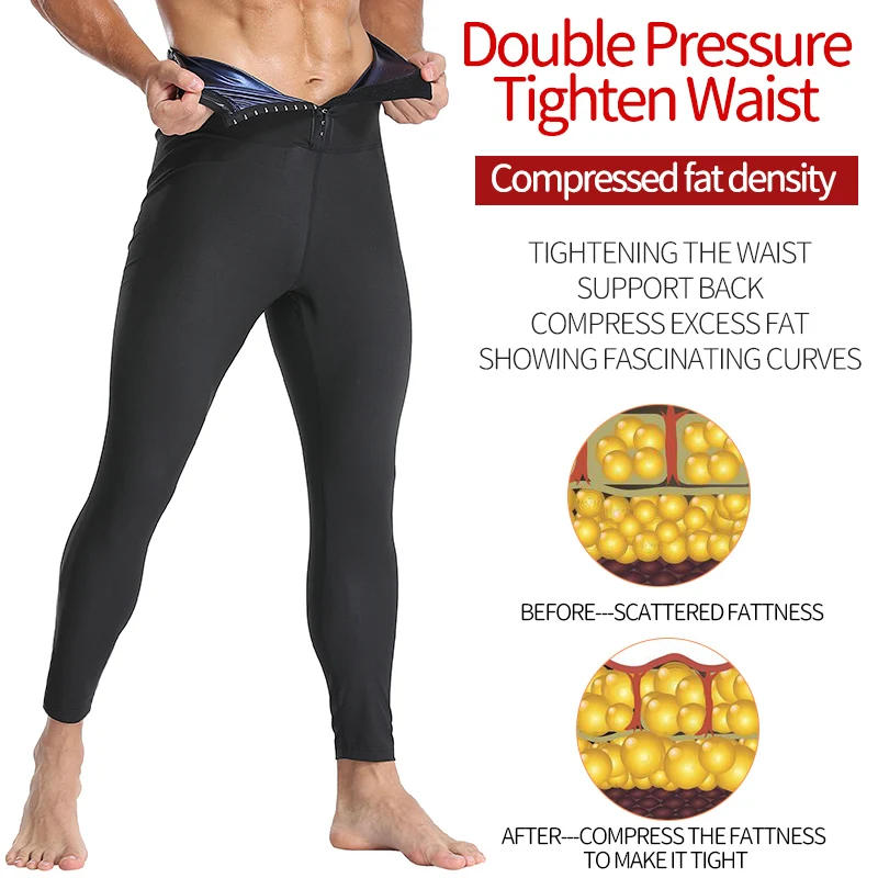 Description Picture 5 of itemMens Body Shaper Abdomen Reducer Thermo Sauna Sweat Pants Waist Trainer Fat Burning Male Shapewear Fitness Leggings Leg Slimmer