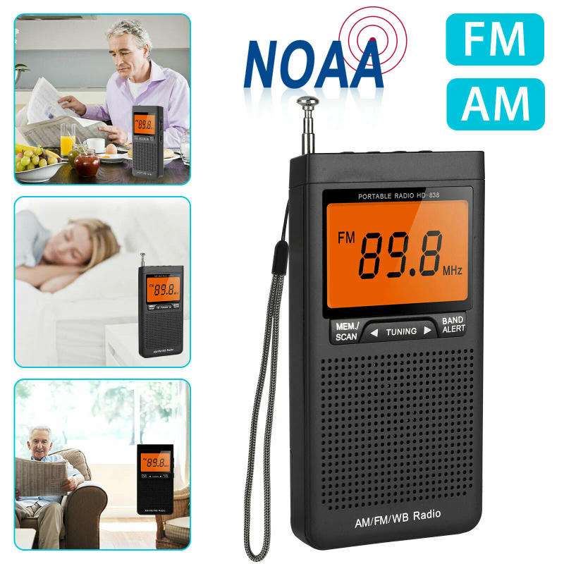 Description Picture 2 of itemPortable Weather Radio FM AM NOAA Emergency Pocket Radio With Weather Warning Alarm Clock Auto-Search Channels Mini Hand Radio