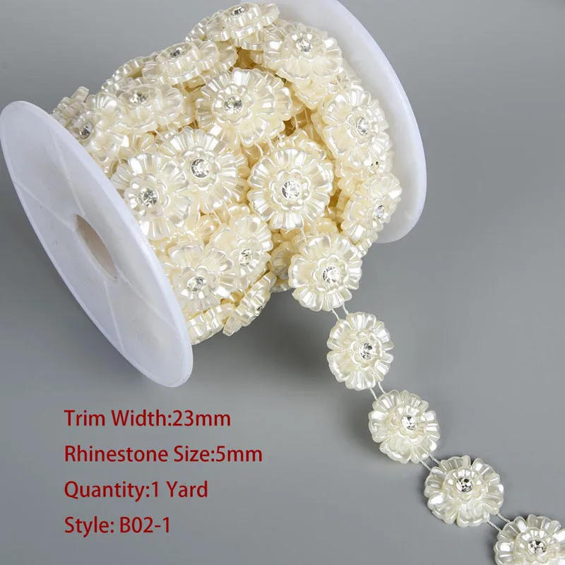 Description Picture 2 of item1Yards Imitation Pearl Beaded Chain Trim Garland Strand for Door Curtain Wedding Decoration DIY Embellished Rhinestone 39 Styles