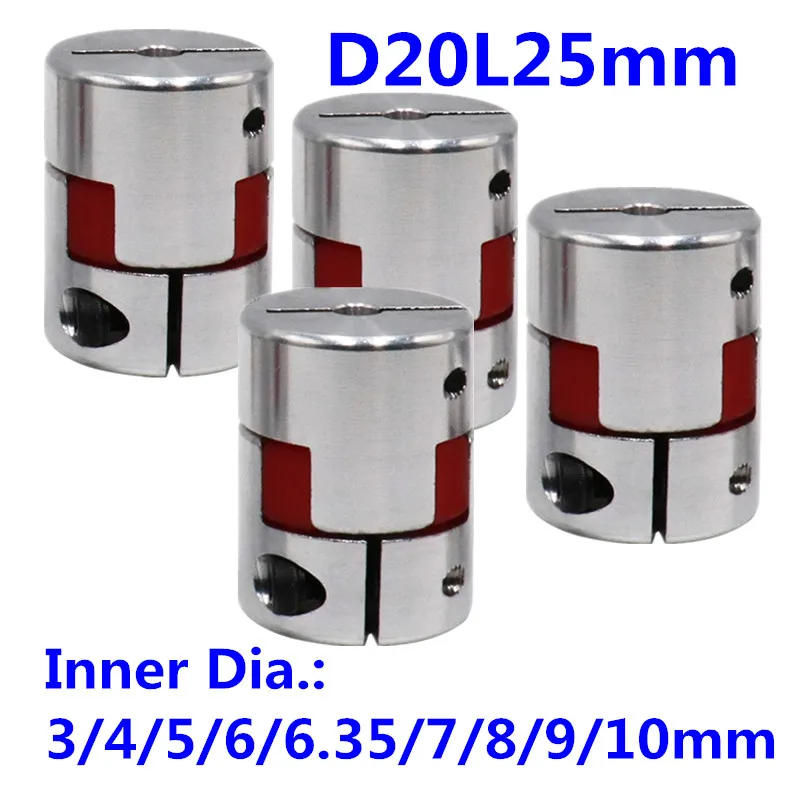 Description Picture 2 of itemTwo-jaw Coupler D20L25 D20L30 Aluminum Plum Fexible Connector 4mm to 10mm 4/5/6/7/8/9/10mm Coupling Shaft Screw Slide 3D CNC