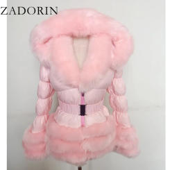 ZADORIN Winter Coat Women New Fashion Faux Fur Coat Detachable Sleeves Hood Duck Down Coats Hooded Black Puffer Jacket Outwear