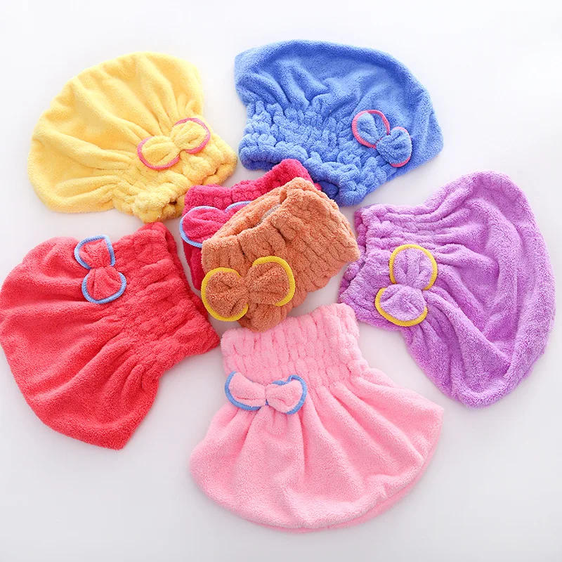 Description Picture 4 of item1pc Microfibre Bowknot Wrap Towel Quick Hair Drying Bath Towels Spa Bowknot Wrap Towel Hat Cap for Bathroom Accessories