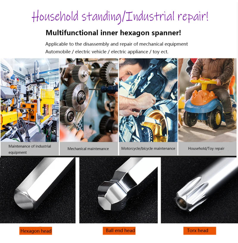 Description Picture 3 of itemAllen Key Set L Wrench Kit For Allen Screw 9PCS Long Arm Hex Key Set 1.5mm To 10mm Hexagon Spanner Hand Tools For Bicycle Repair