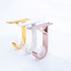 2PCS Aluminum Alloy Curtain Rod Bracket Single Curtain Rod Hooks for Drapes Wall Heavy Duty Curtain Drapery Rods Brackets