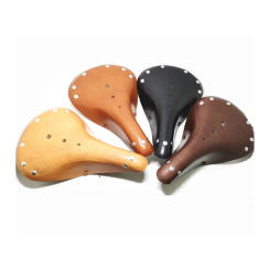 Classic Bicycle Seat Pure Cowhide Bicycle Saddle for Outdoor Riding Comfortable Vintage Saddle Bike Spring Seat Cushion