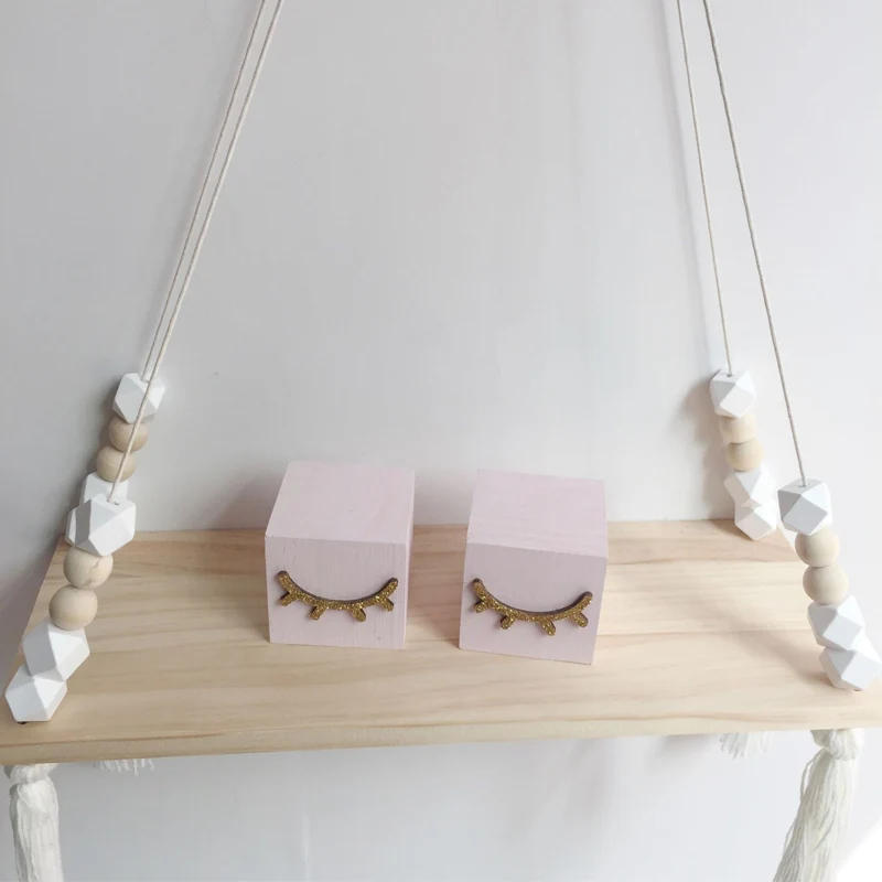 Description Picture 5 of itemNordic style colorful tassel wooden Wall Shelf Wall clapboard decoration Children room kids clothing store display stand