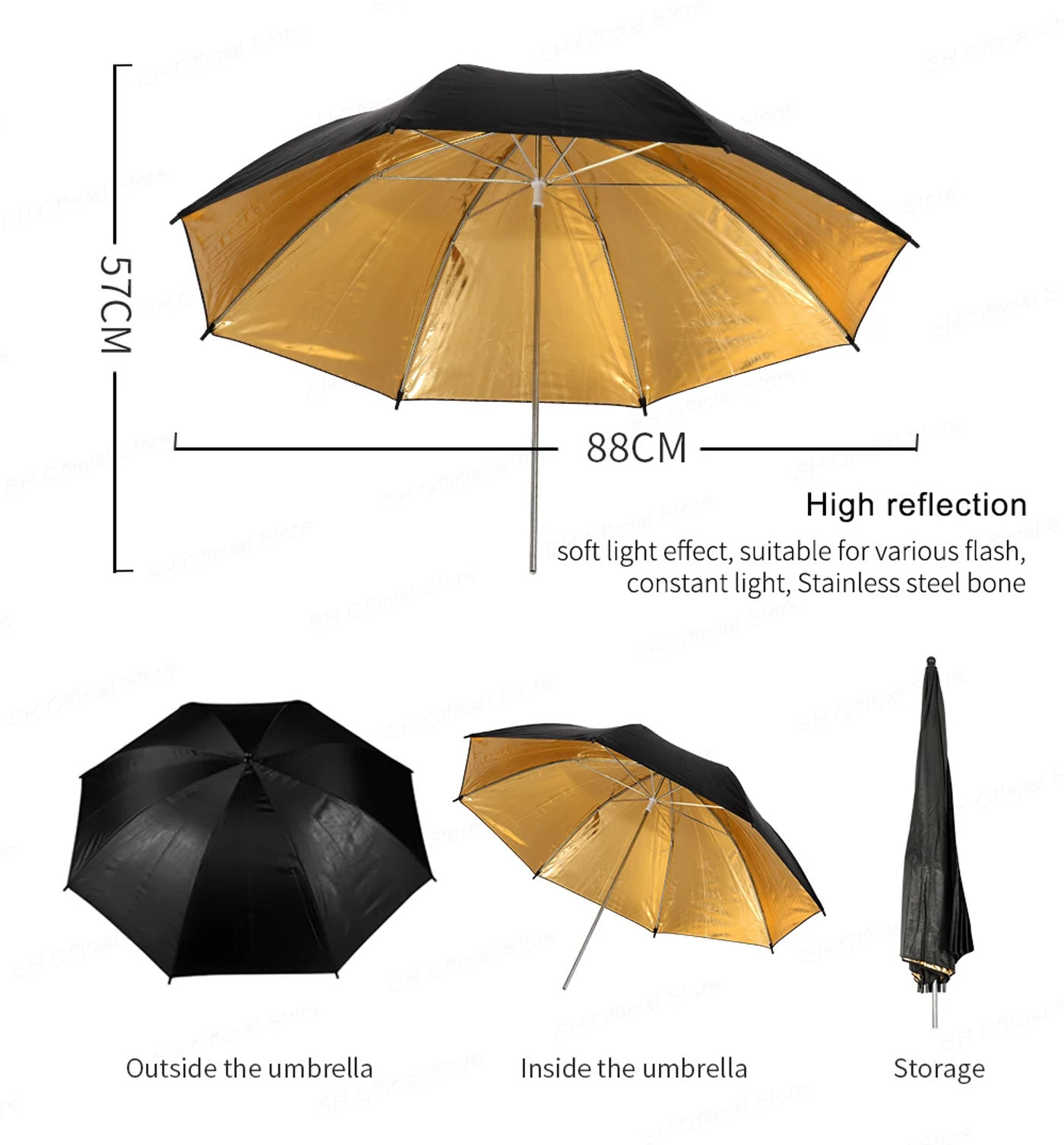 Description Picture 6 of itemPhotography Lighting Kit 2.6x3M Photo Background Muslin Backdrops & Softbox & Umbrella & Reflector& Light Stand For Photo Studio