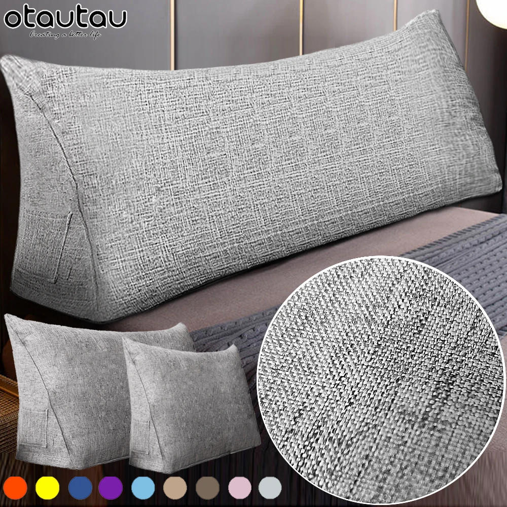 Description Picture 4 of itemKing Size Cotton Linen Triangle Back Cushion Cover Bed Headboard Backrest Long Pillow Case Sofa Sofa Bedding Tatami Home Decor