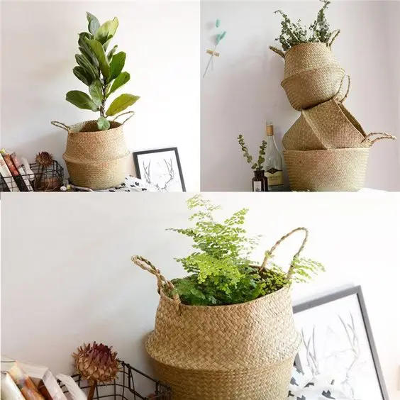Description Picture 6 of itemSeaweed Wicker Basket Rattan Hanging Flowerpot Flowerpot Dirty Clothes Dirty Clothes Basket Storage Basket   WF1015