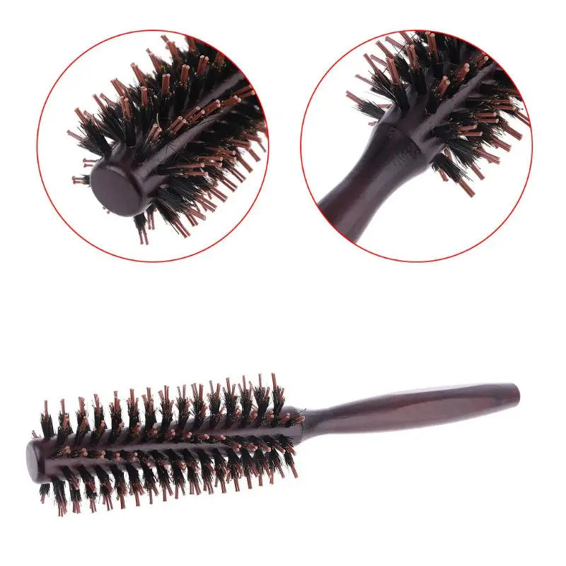 Description Picture 6 of item6 Types Straight Twill Hair Comb Natural Boar Bristle Rolling Brush Round Barrel Blowing Curling DIY Hairdressing Styling Tool