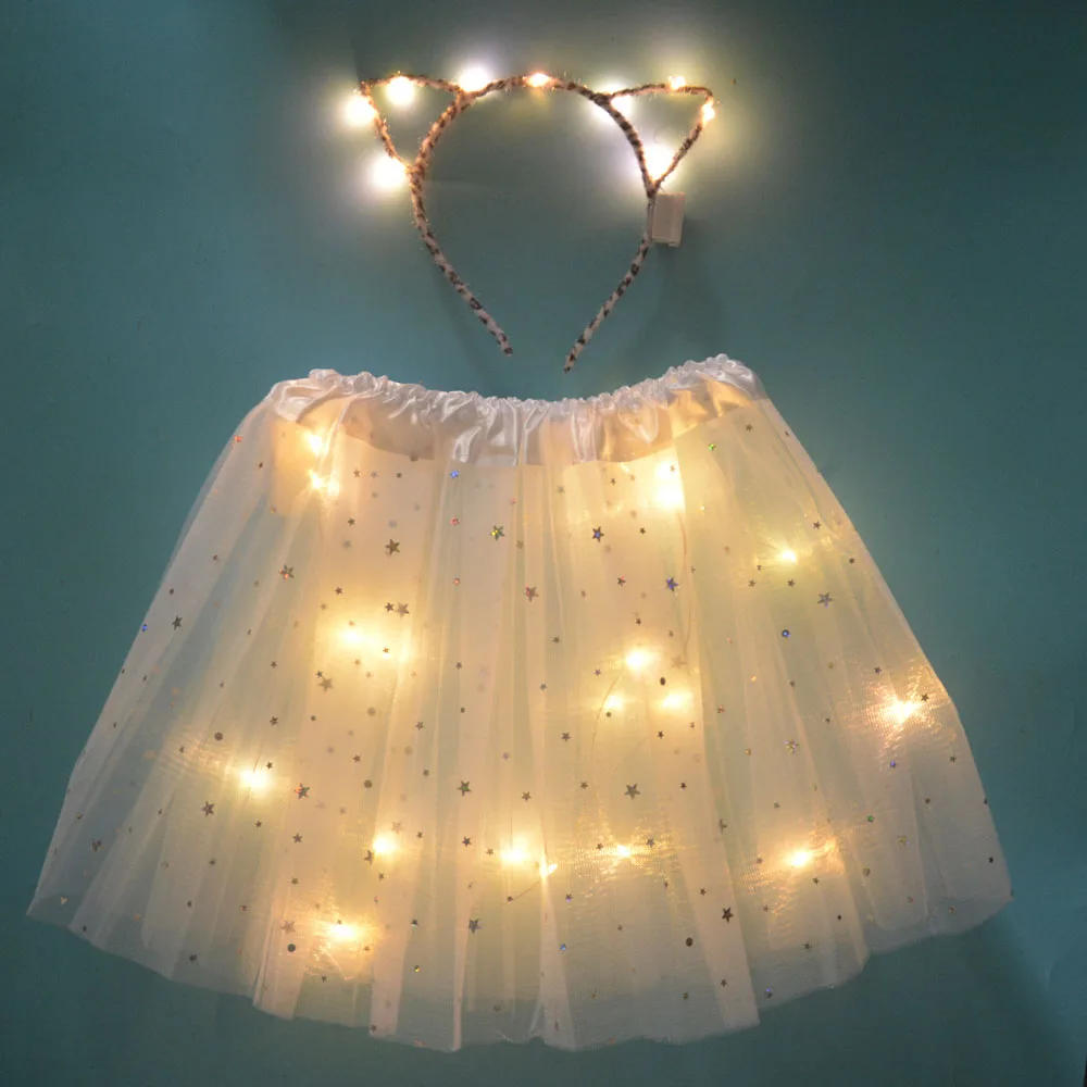 Description Picture 3 of itemLight Up LED Kids Women Girl Animal Cat Leopard Ears Headband Tutu Skirt Costume Glow Party Christmas Halloween Festival