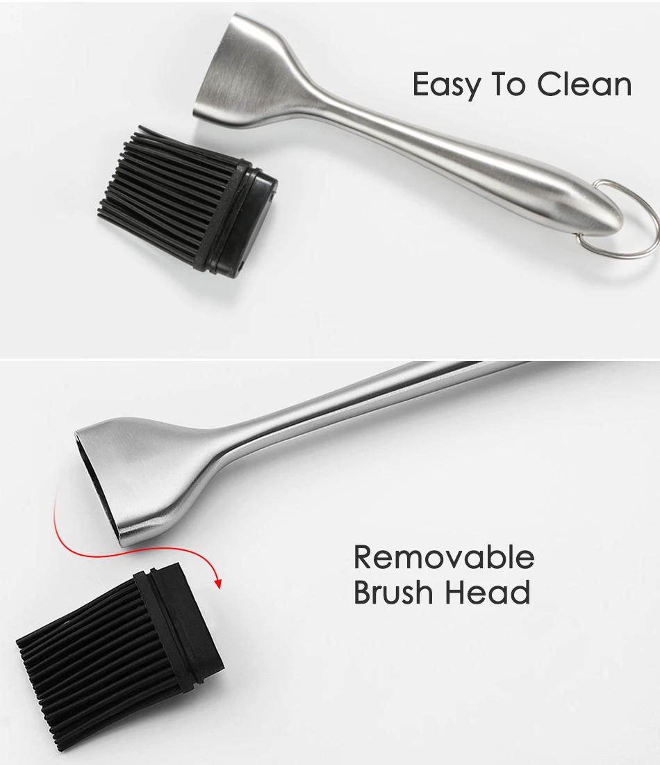 Description Picture 6 of itemSilicone Basting Brush BBQ Grill Oil Sauce Brush Stainless Steel Handle Oil Brushes Butter Bread Brush BBQ Kitchen Accessories